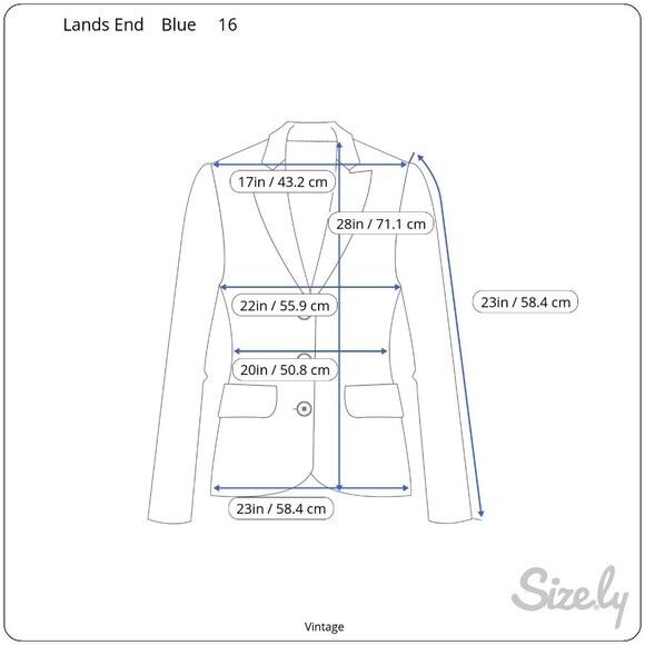 Lands End Vintage Blue Wool Silk Linen Textured Professional Blazer Jacket 16 - Picture 8 of 9